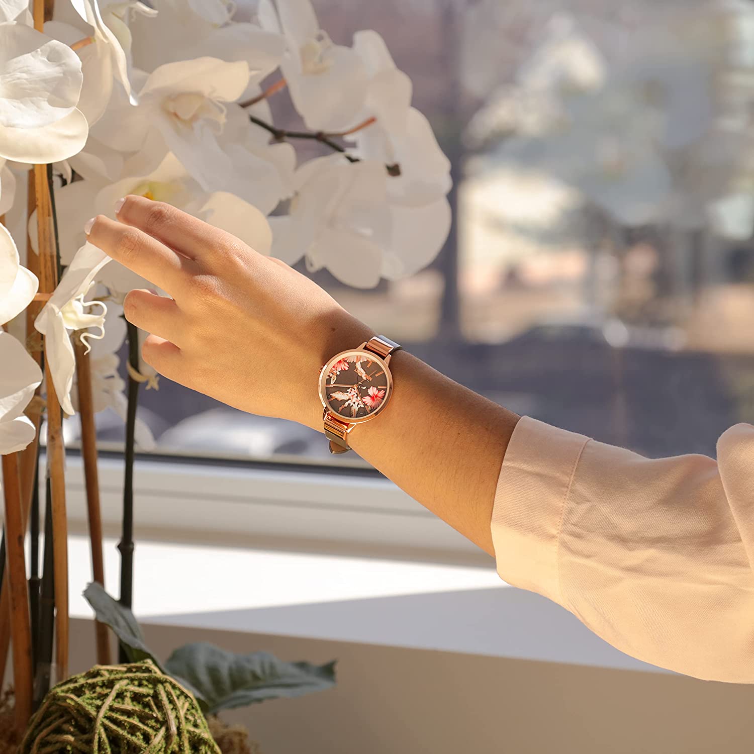 Nine West Women's Floral Dial Strap Watch - Image 2